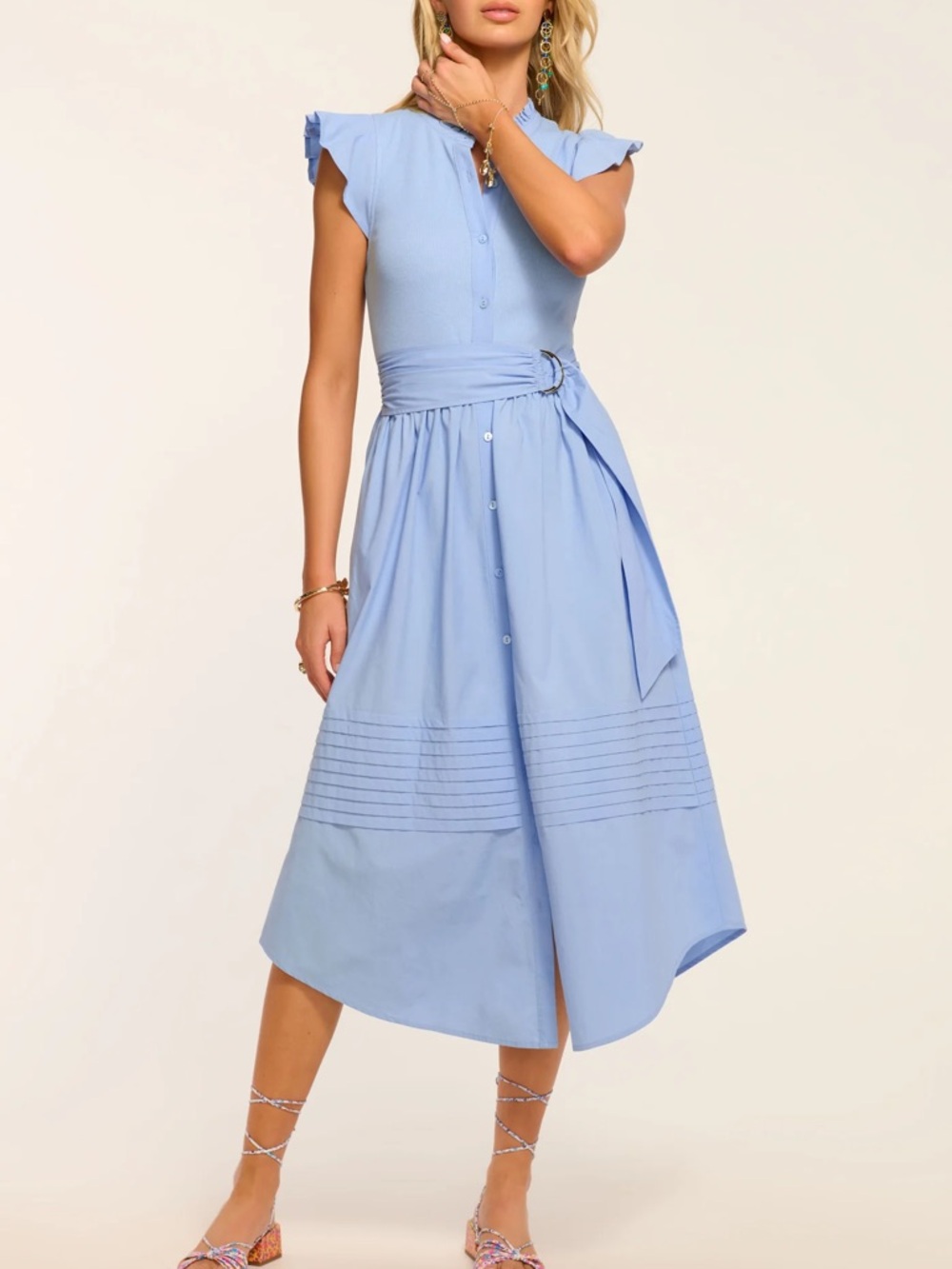 Ramy Brook Size Small Odessa Cotton Knit Combo Midi Dress- NWT